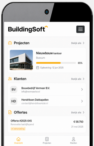 BuildingSoft CRM op mobiel