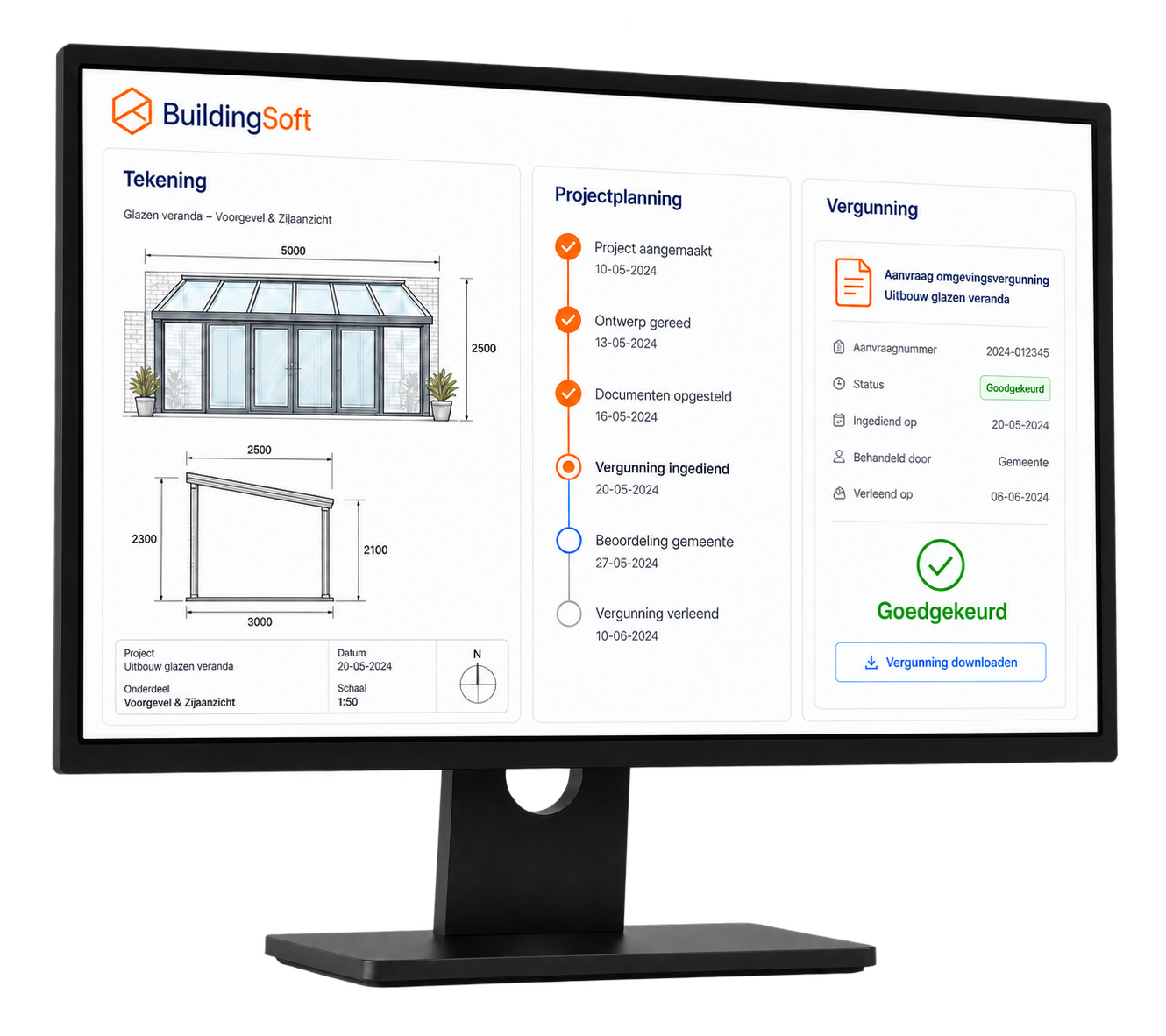 BuildingSoft technische tekening, projectplanning en vergunning