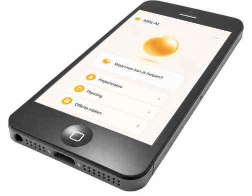 Mila AI app op smartphone
